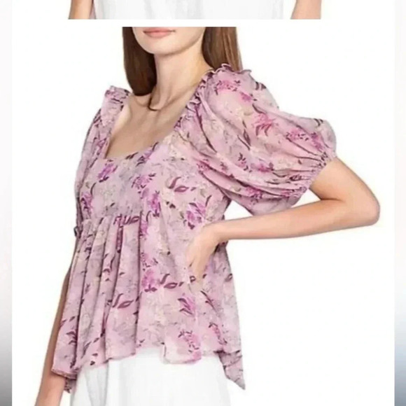 En saison Nwot floral puff sleeve top - Picture 2 of 15